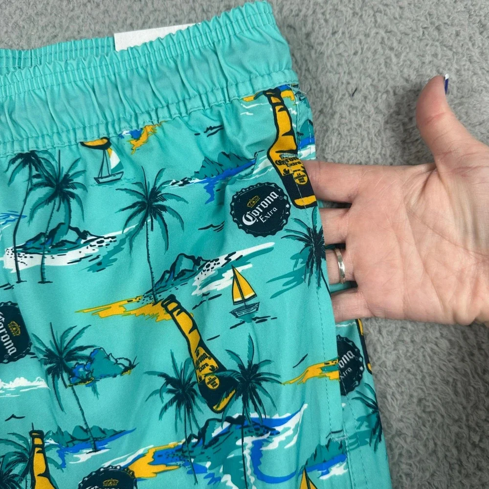 Corona Board‎ Shorts Mens 3XL (48/50) Teal Blue Tropical Beer Swim Trunks NEW